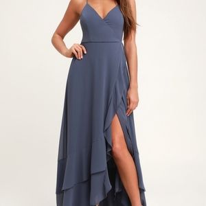 Lulu's In Love Forever Lace-Up High-Low Maxi